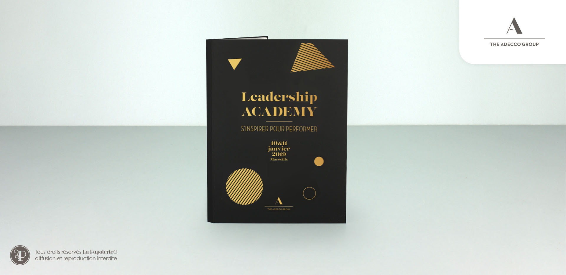 A5 Notebook black and gold paper cut for Adecco